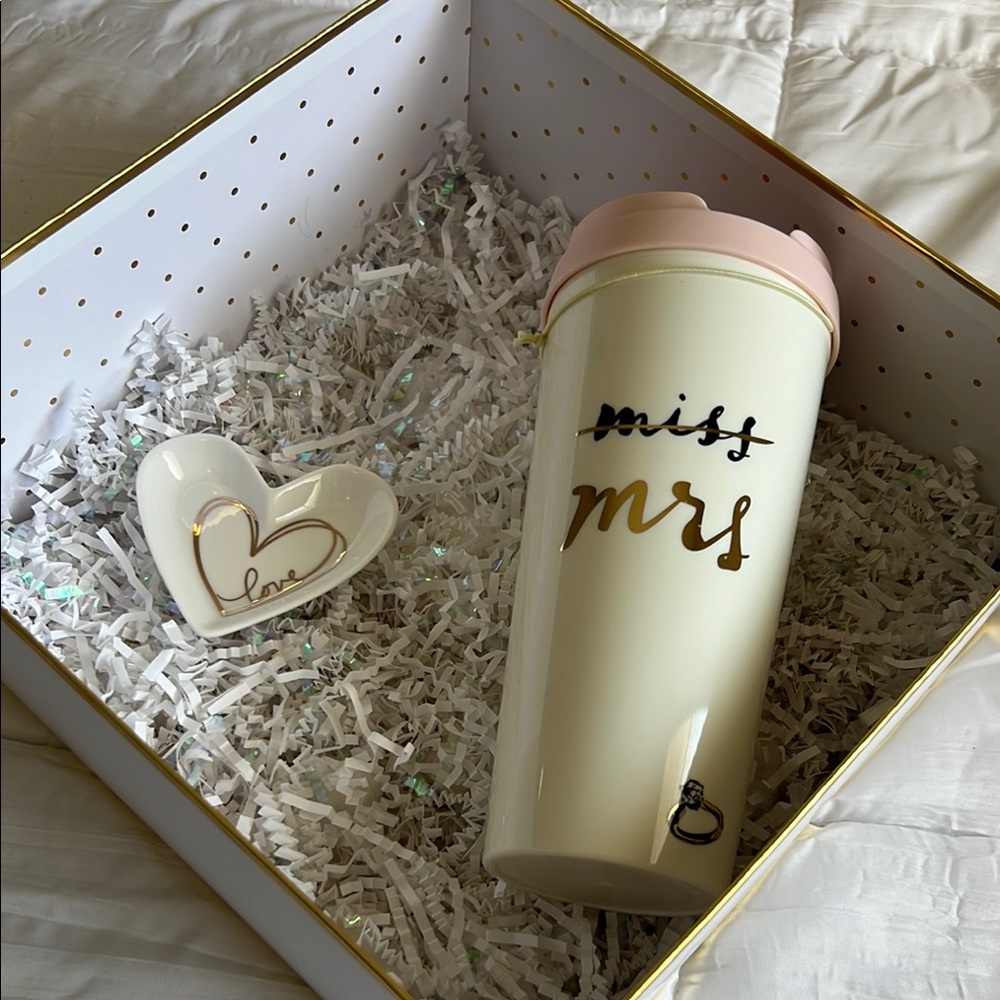 Kate Spade bridal Miss to Mrs Tumbler - Cream and Pink